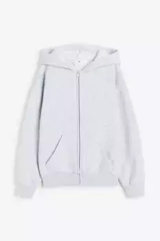 Объемная толстовка с капюшоном и молнией H&M, серый