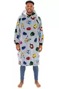 Объемное флисовое одеяло с капюшоном из шерпа и изображением супергероя из комиксов Marvel Comics, серый