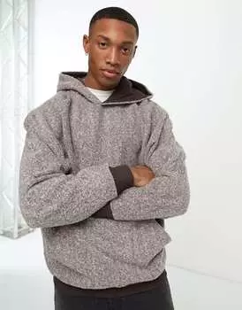Объемное худи коричневого цвета с сатинированной текстурой ASOS DESIGN