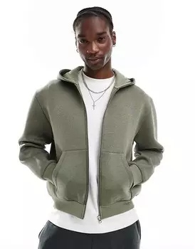 Объемное худи свободного кроя из ткани цвета хаки ASOS DESIGN