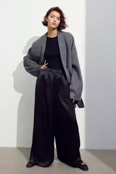 Объемное пальто из смесовой шерсти H&M, серый