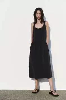 Объемное платье из нейлона ZARA, черный
