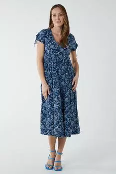 Объемное платье миди с завязками на плечах Blue Vanilla, синий