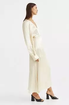 Объемное платье с запахом H&amp;M, сливочный
