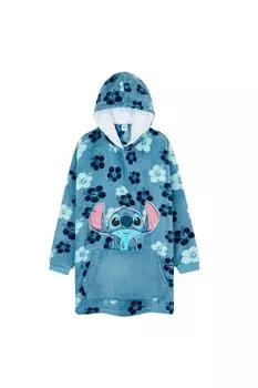 Объемное пончо с капюшоном Stitch Flowers Disney, синий