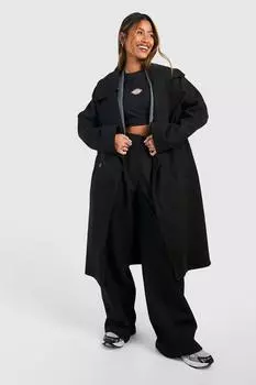 Объемное шерстяное пальто Midaxi с заниженными плечами boohoo, черный