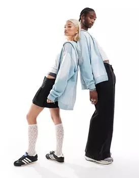 Объемное синее худи на молнии ASOS DESIGN