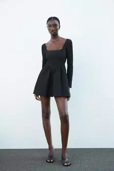 Объемное текстурированное платье ZARA, черный