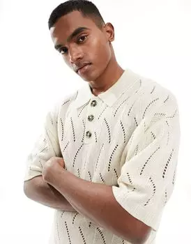 Объемное трикотажное поло с камнями ASOS DESIGN