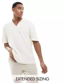 Объемное вафельное поло цвета экрю ASOS DESIGN