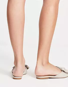 Объемные туфли-мюли на плоской подошве с заостренными краями ASOS DESIGN Lass из натуральной ткани