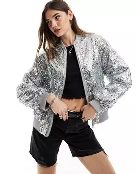 Объемный бомбер с пайетками ASOS DESIGN