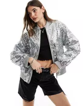 Объемный бомбер с разноцветными пайетками ASOS DESIGN