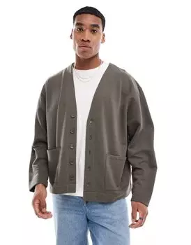 Объемный кардиган цвета хаки из джерси ASOS DESIGN