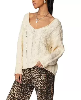 Объемный свитер вязанной вязки Edikted Inga, слоновая кость/кремовый