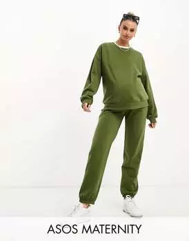 Объемный свитшот цвета хаки ASOS Maternity