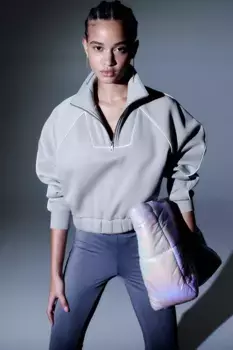 Объемный свитшот с молнией сверху H&M, серый