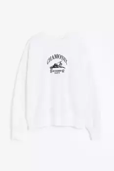 Объемный свитшот с мотивом H&M, белый