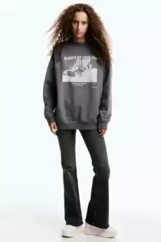 Объемный свитшот с мотивом H&M, серый