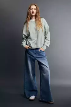 Объемный свитшот с мотивом H&M, зеленый