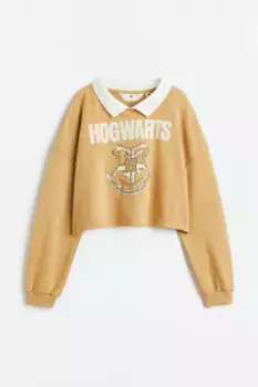Объемный свитшот с принтом H&M, бежевый