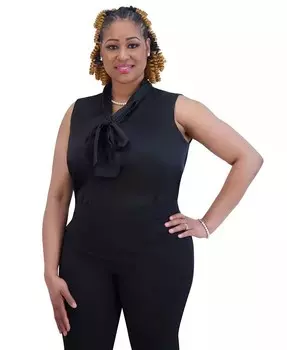 Объемный топ без рукавов с бантом Kasper, черный