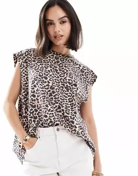 Объемный топ без рукавов с леопардовым принтом ASOS DESIGN