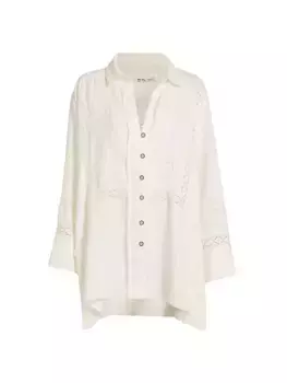 Объемный топ Ranch из хлопка и кружева Free People, белый