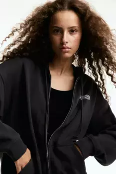 Объемный топ с капюшоном и молнией H&M, серый