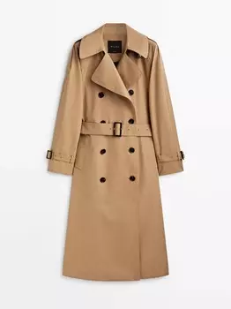 Объемный тренч Massimo Dutti with belt, коричнево-песочный