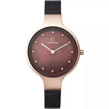 Obaku женские классические часы с коричневым циферблатом