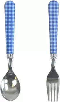 Обеденная ложка и обеденная вилка Epi Check, синяя, набор из 2 шт., производство Япония Nagao, Bule