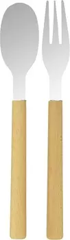 Обеденная ложка Woodland из нержавеющей стали и обеденная вилка, набор из 2 шт., производство Япония Nagao, Sliver