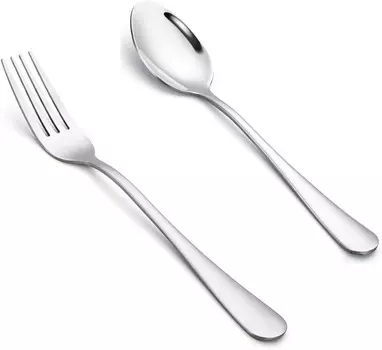Обеденные вилки и ложки Briout, набор из 12 столовых приборов из нержавеющей стали премиум-класса, зеркальная полировка, можно мыть в посудомоечной машине, серебро, можно использовать дома, на кухне или в ресторане, Silver