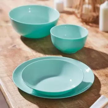Обеденный сервиз Diwali Light Turquoise, набор посуды из 18 предметов из закаленного стекла, обеденный сервиз LUMINARC, синий
