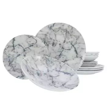 Обеденный сервиз домашний мрамор Creatable, белый
