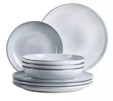 Обеденный сервиз, керамический сервиз, керамика Livio Mser, светло-синий