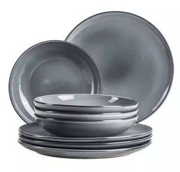 Обеденный сервиз, керамический сервиз, керамика Livio Mser, серый