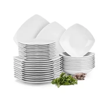 Обеденный сервиз Konsimo на 12 персон (36 предметов) "CARLINA", белый, фарфор, итальянский, 25,5x25,5/20x20/19x19см