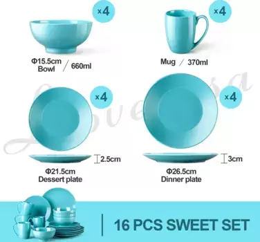 Обеденный сервиз LOVECASA, голубой