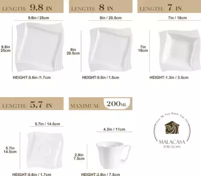 Обеденный сервиз MALACASA, белый