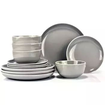 Обеденный сервиз Retsch Arzberg "Набор посуды, сервиз HALO BUBBLE GUM", (набор, 12 предметов, тарелки для завтрака и ужина, глубокие тарелки для салата/хлопьев/супа), четкие цвета и четкие формы - 12 предметов, на 4 персоны, серый/белый