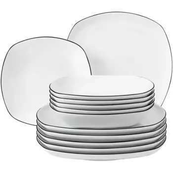 Обеденный сервиз Seltmann Weiden «набор тарелок, набор посуды Lido», (набор, 12 предметов), 12 предметов, на 6 персон, белый/черный