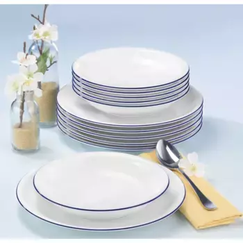 Обеденный сервиз Seltmann Weiden «набор тарелок, набор посуды Compact Blaurand», (набор, 12 предметов), производство Германия, 12 предметов, на 6 персон, белый/синий