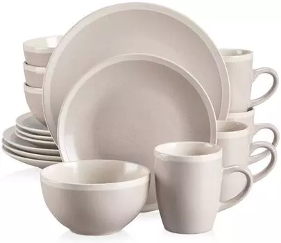 Обеденный сервиз, vancasso SEESAMI Комбинированный сервиз из 16 предметов из керамогранита, набор посуды современного вида на 4 персоны, серый