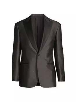 Обеденный жакет из смесового шелка Giorgio Armani, серый