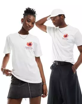 Obey — белая футболка унисекс с изображением House of Obey на спине