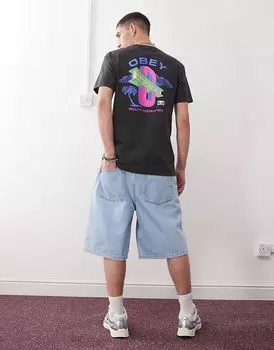 Obey - футболка черного цвета в винтажном стиле с логотипом «Dream Construction» на спине