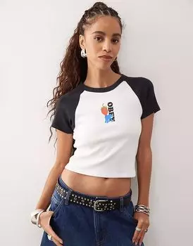 Obey - Футболка реглан белого цвета с принтом логотипа клубники