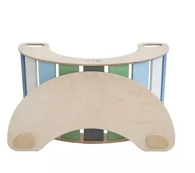 Обезьяна, Деревянная Качалка Солнечная Сине-Зеленая + Стол Mapiszon